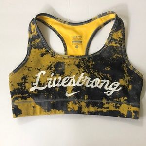 Nike Pro Livestrong Collab Sports Bra in Yellow and Grey Size Extra Small XS
